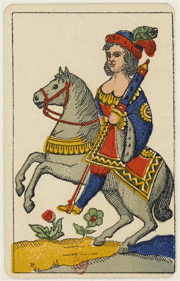 Aluette card deck - Grimaud - 1858-1890 - Knight of Swords