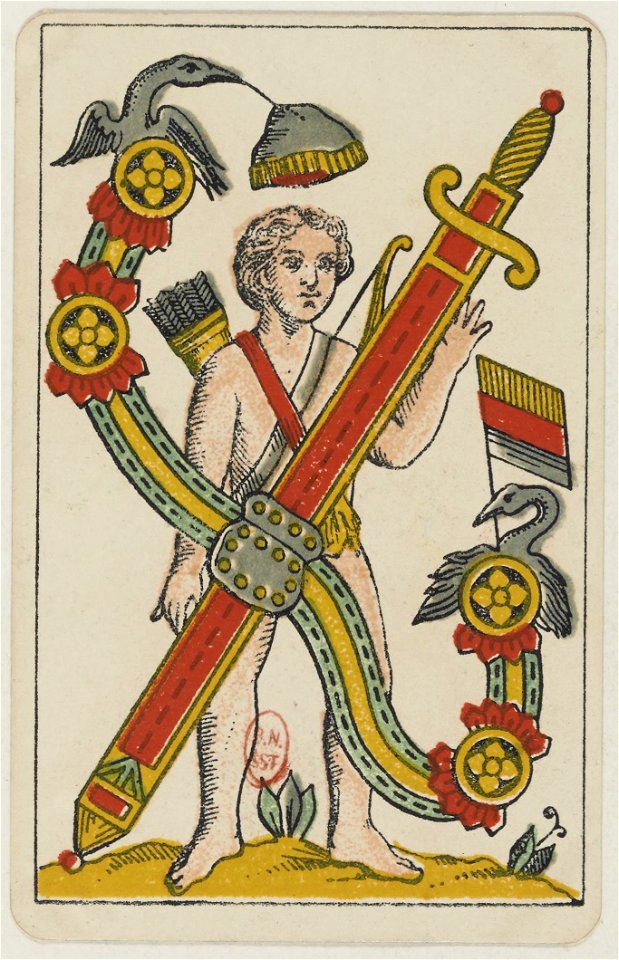 Aluette card deck - Grimaud - 1858-1890 - Ace of Swords