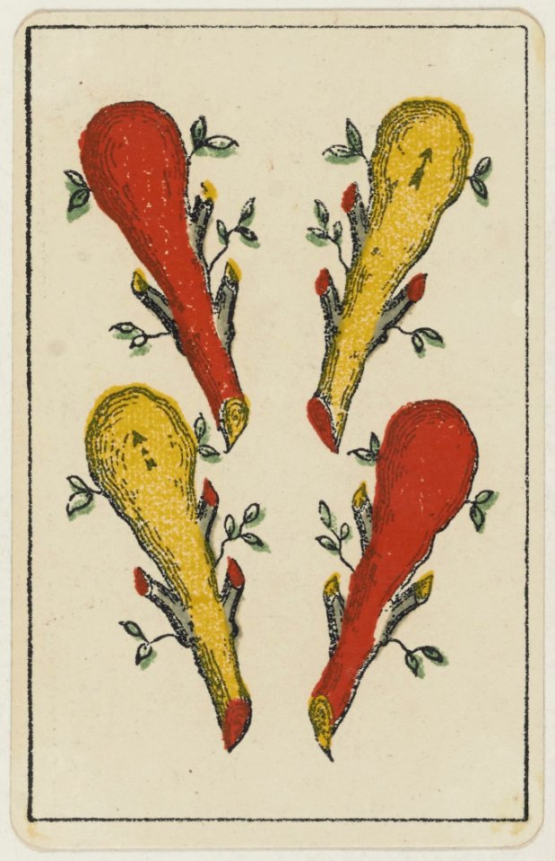 Aluette card deck - Grimaud - 1858-1890 - Four of Clubs
