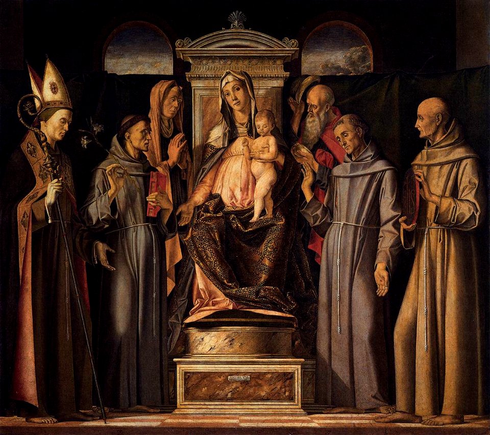 Alvise Vivarini Virgen entronizada con santos 1480 Gal Accademia Venecia