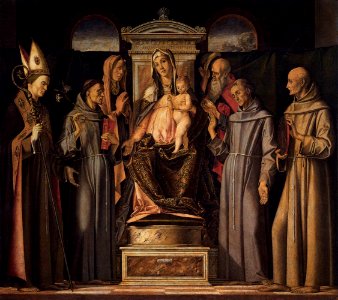 Alvise Vivarini Virgen entronizada con santos 1480 Gal Accademia Venecia