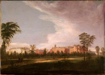 Alvan Fisher - College Yard, A View of the Colleges Taken Near the Craigie Bridge - L4 - Harvard Art Museums