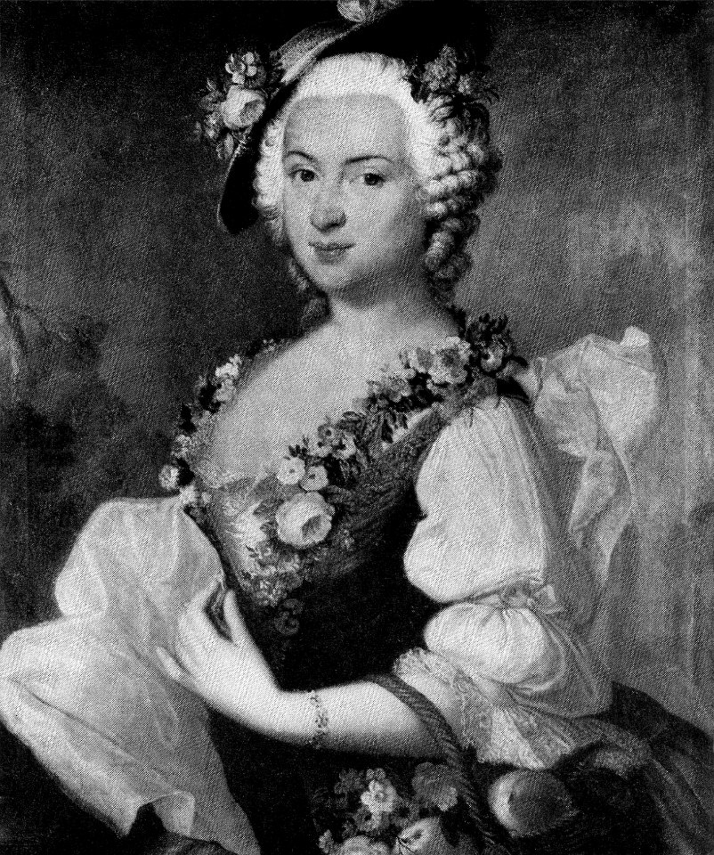 Amalie Eleonore Bernhardine Freiin von Prinzen, verm. von Guericke, als Gärtnerin (Pesne-Schule)