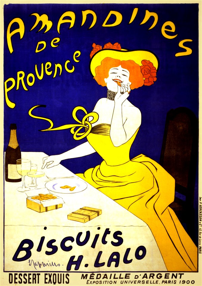 Amandines de Provence, poster by Leonetto Cappiello, 1900. Free illustration for personal and commercial use.