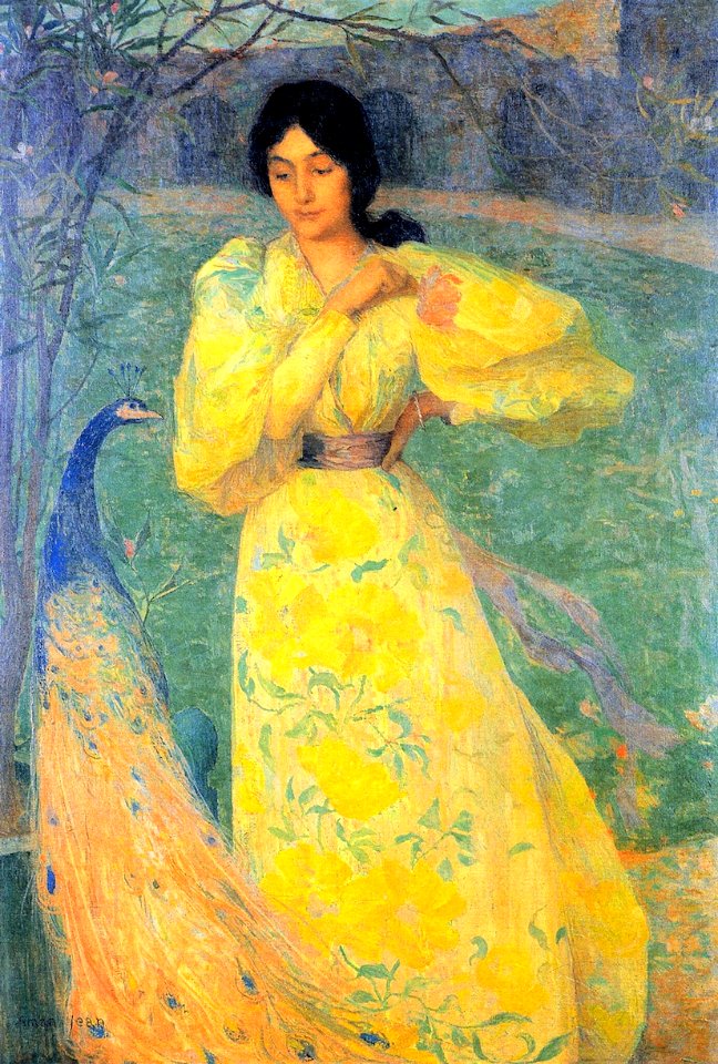 Aman-Jean Giovane donna con pavone