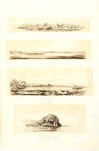 Amazonas. Gurupa den 25 Dec. 1842 - Ilha Tarazeda den 30 Nov. 1842 - Villarinho den 30 Nov. 1842 - Ilha do Chapeo virado den 30 Nov. 1842, da Coleção Brasiliana Iconográfica
