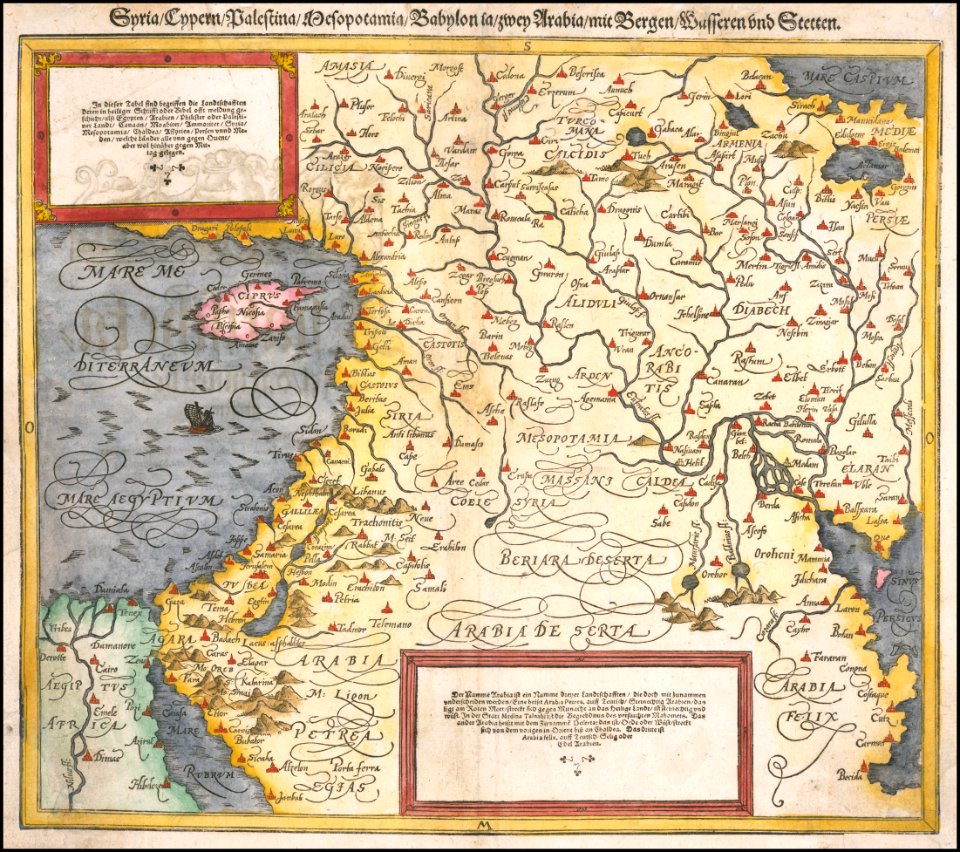 Babylonia, zwey Arabia mit Bergen, Wassern und Stetten