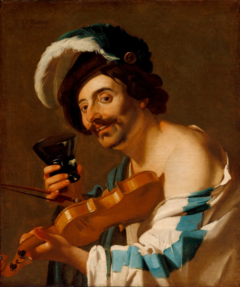 Violin Player with a Wine Glass by Dirck Van Baburen