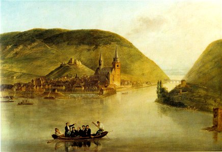 Bachta boat scene near Bingen c1840