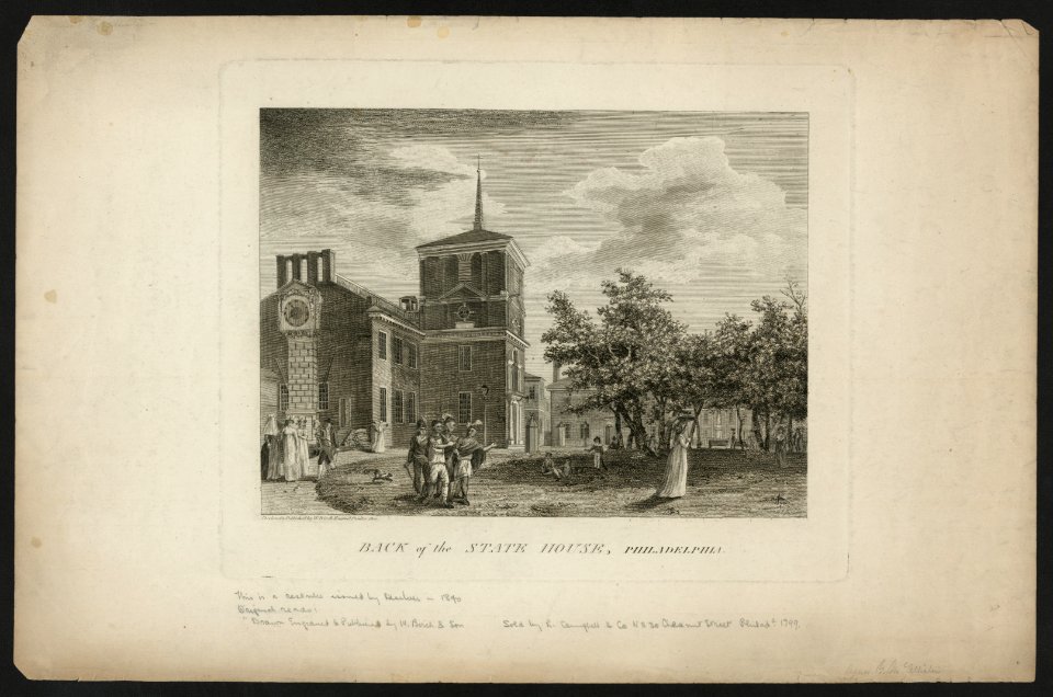 Back of the State House, Philadelphia - designed & published by W. Birch enamel painter, 1800. LCCN2010646072