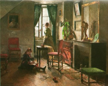 Harriet Backer-Interiør med figurer