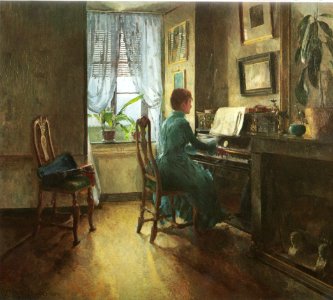 Harriet Backer-Chez moi. Free illustration for personal and commercial use.