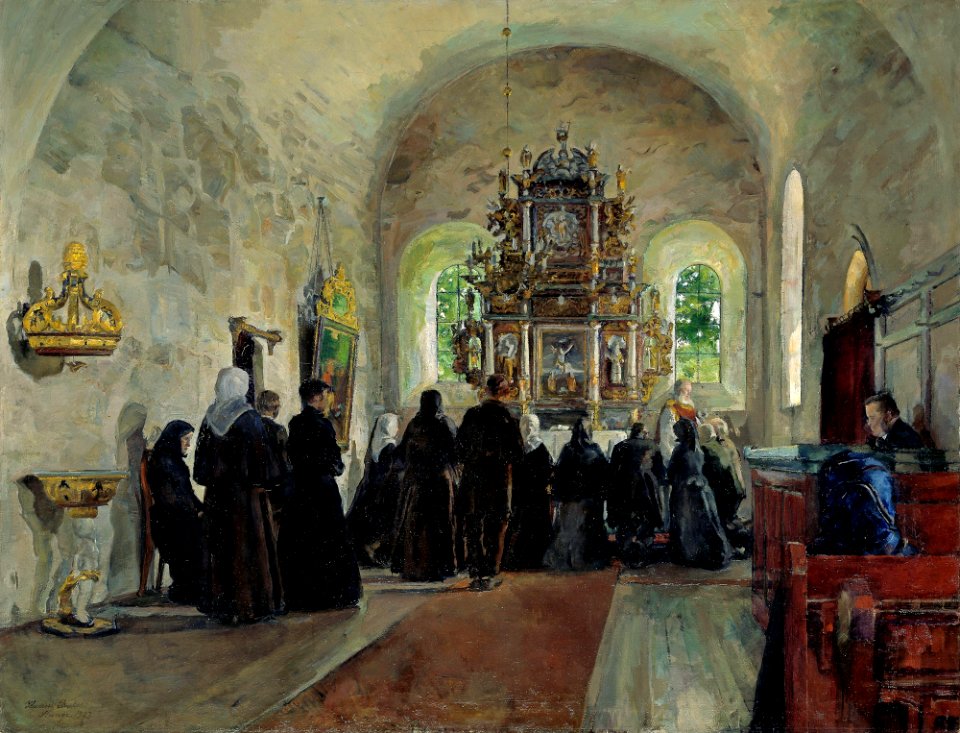 Harriet Backer - The Holy Communion celebrated in Stange Church - NG.M.00905 - National Museum of Art, Architecture and Design