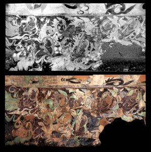 Backroom vault scene (in situ, and colored panels), Cave 8