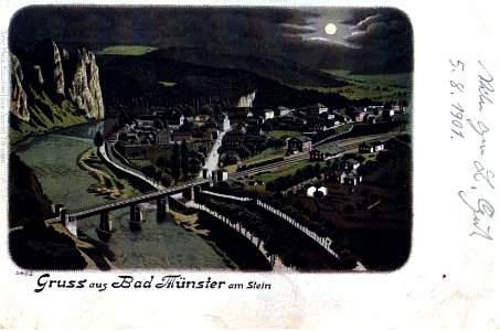 Bad Muenster by night postcard 1901