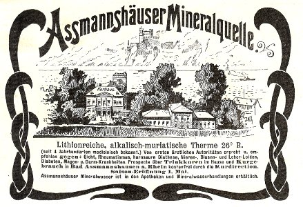 Bad Assmannshausen Mineralwasser Graf Adolph Quelle ASS Brunnen Therme Kurhaus