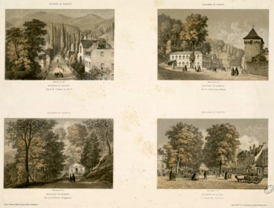 Bagnères-de-Bigorre - Entrée de l'Avenue de Salut - Vue de l'Etablissement Thermal - Vue de la fontaine ferrugineuse - Promenade des Coustous - Fonds Ancely - B315556101 A MERCEREAU 8 004