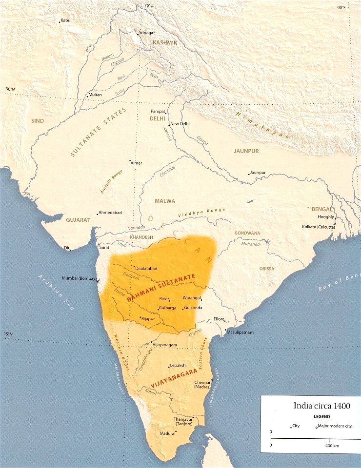 Bahamani Sultante Map circa 1400 | Creazilla