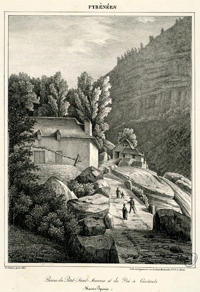 Bains du Petit-Saint-Sauveur et du Pré à Cauterets (Hautes Pyrénées) - 1828 - Fonds Ancely - B315556101 A GELIBERT 1 026