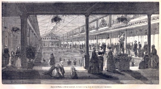 Bains de Paris. Hôtel Lambert, Île Saint-Louis, école de natation pour les dames
