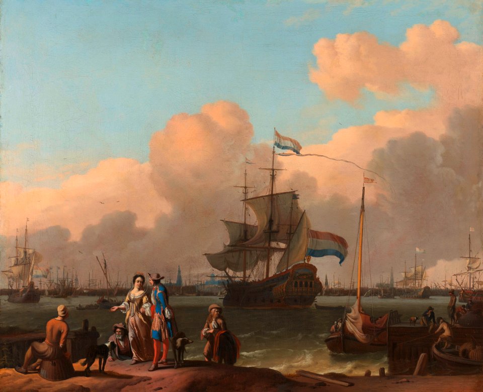 Het IJ voor Amsterdam met het fregat 'De Ploeg'. Rijksmuseum SK-C-91