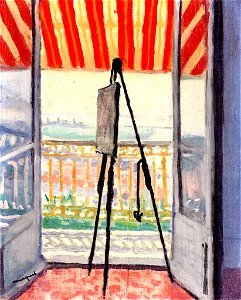 Balcony with Striped Awning Albert Marquet (1945)