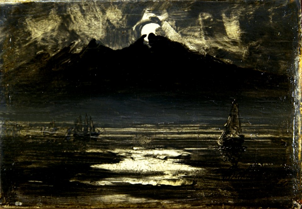 Peder Balke - Seilbåt i måneskinn