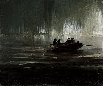 Peder Balke - Nordlys over fire menn i robåt - NG.M.04272 - National Gallery of Norway