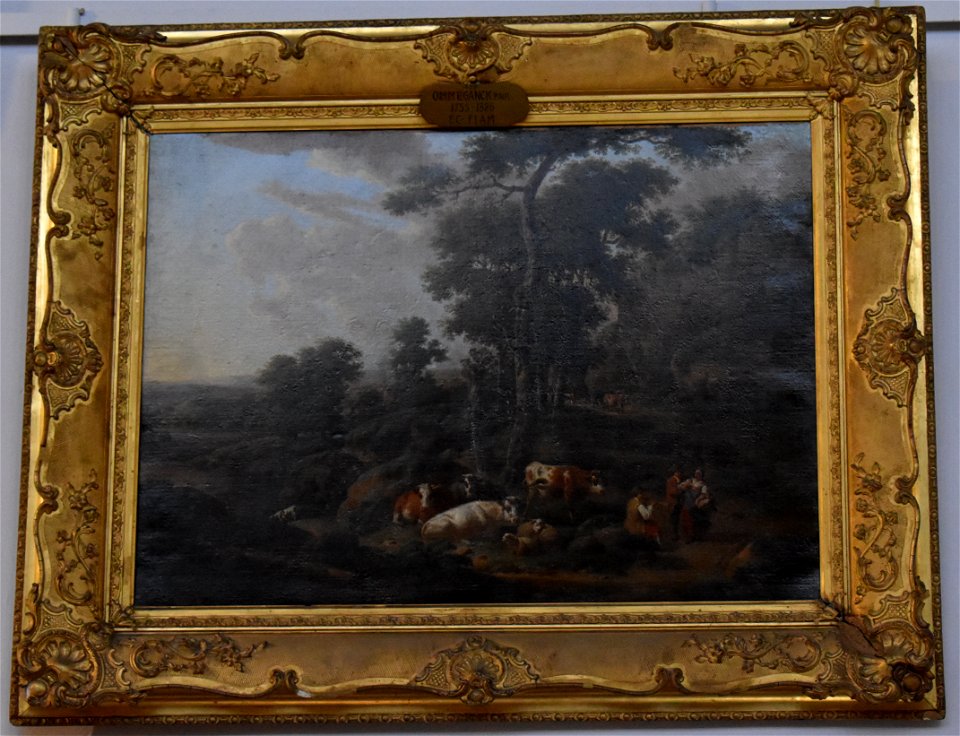Balthazar Paul Ommeganck - Paysage avec figures et animaux