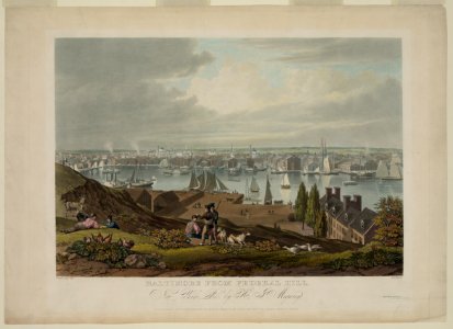 Baltimore from Federal Hill - paind. & engd. by W.J. Bennett. LCCN98504708
