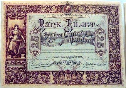 Banknote 25 guilders 1889