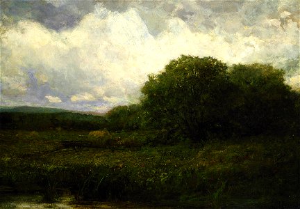 Edward Mitchell Bannister - Untitled (landscape with oxen and haycart crossing bridge) - 1983.95.151 - Smithsonian American Art Museum
