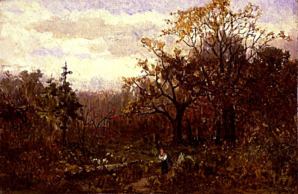 Edward Mitchell Bannister - Untitled (landscape-woman carrying wood) - 1983.95.87 - Smithsonian American Art Museum