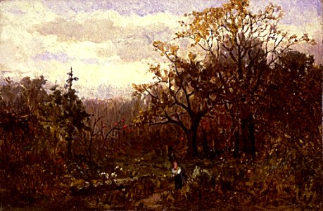 Edward Mitchell Bannister - Untitled (landscape-woman carrying wood) - 1983.95.87 - Smithsonian American Art Museum