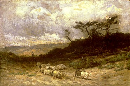 Edward Mitchell Bannister - Untitled (shepherd with sheep) - 1983.95.92 - Smithsonian American Art Museum. Free illustration for personal and commercial use.