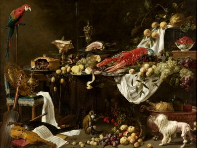Banquet Still Life, Adriaen van Utrecht, 1644 - Rijksmuseum. Free illustration for personal and commercial use.
