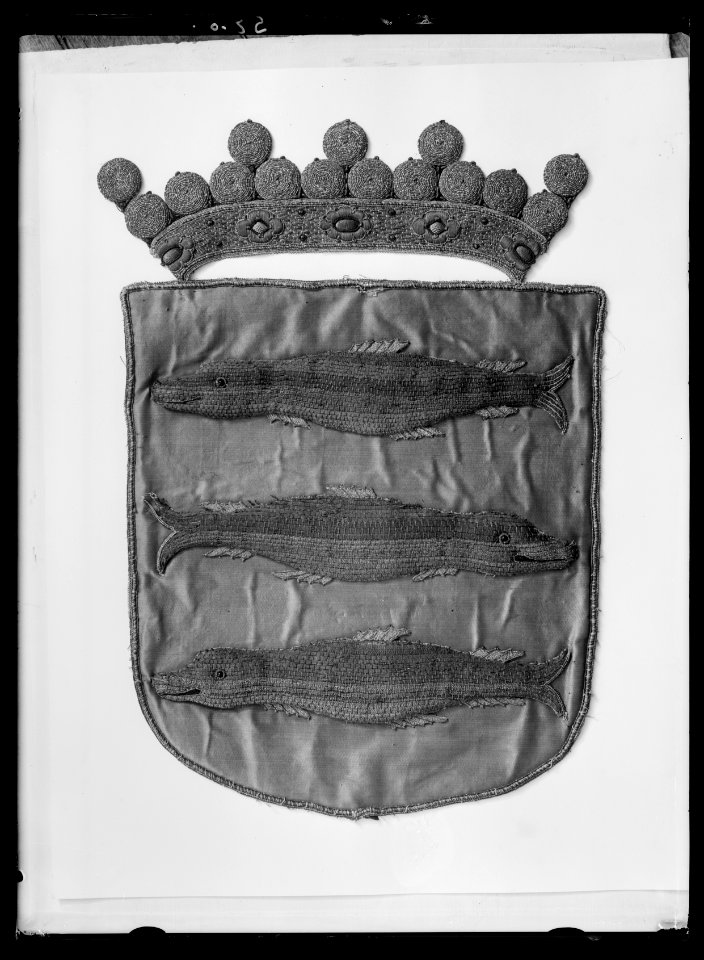 Banérfragment av begravningsbanér, Ångermanland, fört vid Karl X Gustavs begravningståg, 1660-11-04 - Livrustkammaren - 52326
