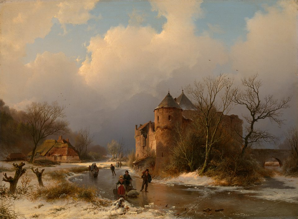Barend Cornelis Koekkoek - Een kasteel in een winterlandschap - SA 1825 - Amsterdam Museum
