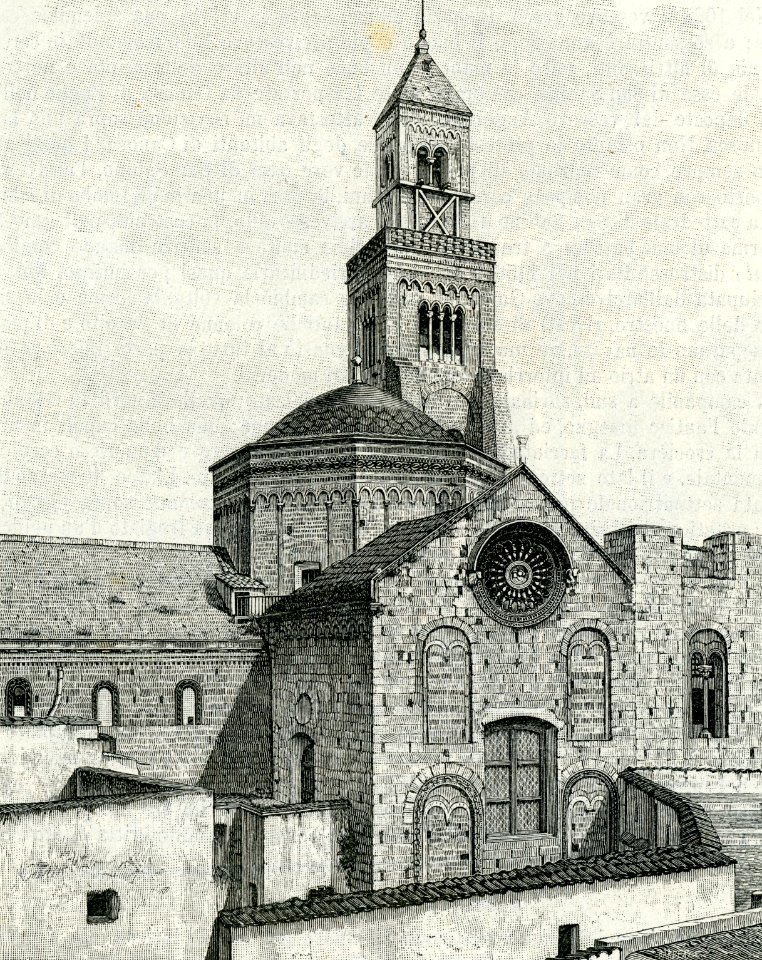 Bari Rosa cupola e campanile della cattedrale xilografia di Barberis 1898