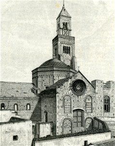 Bari Rosa cupola e campanile della cattedrale xilografia di Barberis 1898