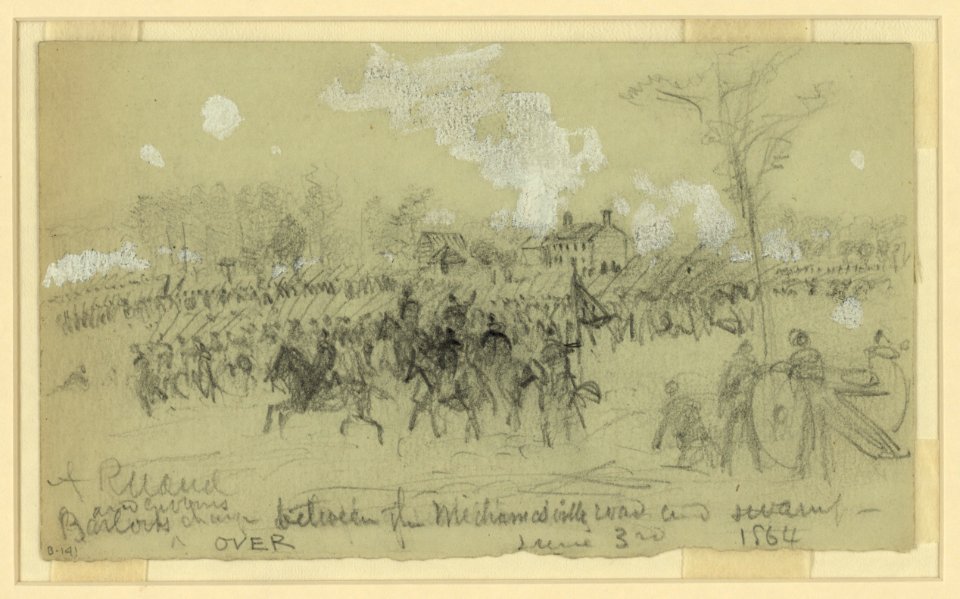 Barlow and Gibbons charge between the Mechanicsville road and swamp, June 3rd, 1864 LCCN2004660542