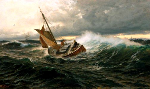 Carl Wilhelm Barth - Pilot Boat in heavy Sea - NG.M.00312 - National Museum of Art, Architecture and Design. Free illustration for personal and commercial use.