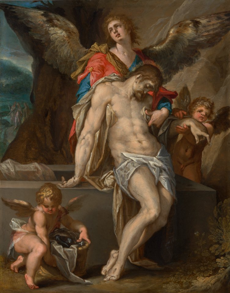 Bartholomeus Spranger - The Body of Christ Supported by Angels (ca. 1587)
