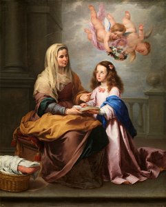 Bartolome murillo-ana y la virgen. Free illustration for personal and commercial use.