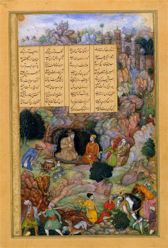 Basawan. Alexander Visits the Sage Plato in his Mountain Cave, Folio from a Khamsa (Quintet) of Amir Khusrau Dihlavi. 1597-98 Metropolitan Museum N-Y