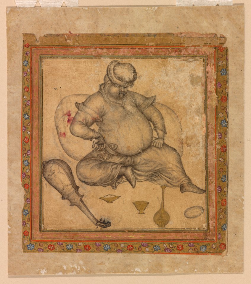 Basawan. Drunk European seated on ground. ca. 1580-1585. Freer and Sackler Gallery, Washington