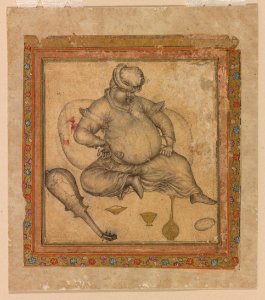 Basawan. Drunk European seated on ground. ca. 1580-1585. Freer and Sackler Gallery, Washington