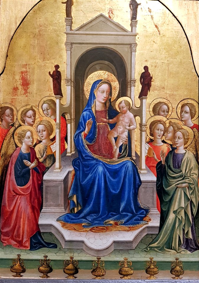 1425 di Antonio di Bartolomeo Thronende Madonna mit Kind und zehn Engeln anagoria
