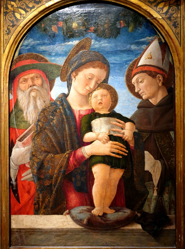 1455 Mantegna Maria mit dem Kind und den Heiligen Hieronymus und Ludwig von Toulouse Musée Jaquemart-André anagoria
