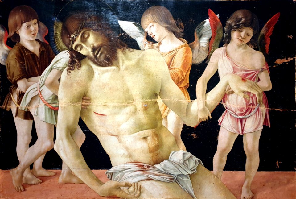 1470 Bellini Der tote Christus, von vier Engeln gestützt City Museum of Rimini anagoria